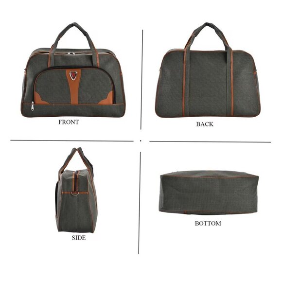 Green Canvas Duffle Travel Luggage Bag - Picture 3 of 3